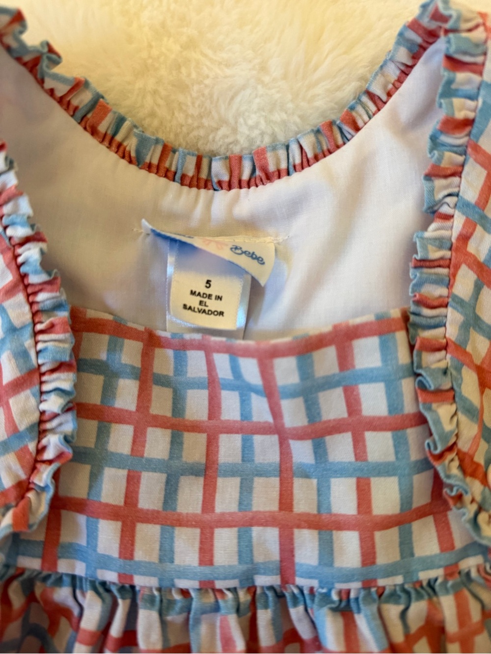 bebe red and Light Blue Checked Ruffle Sundress - Picture 3 of 5